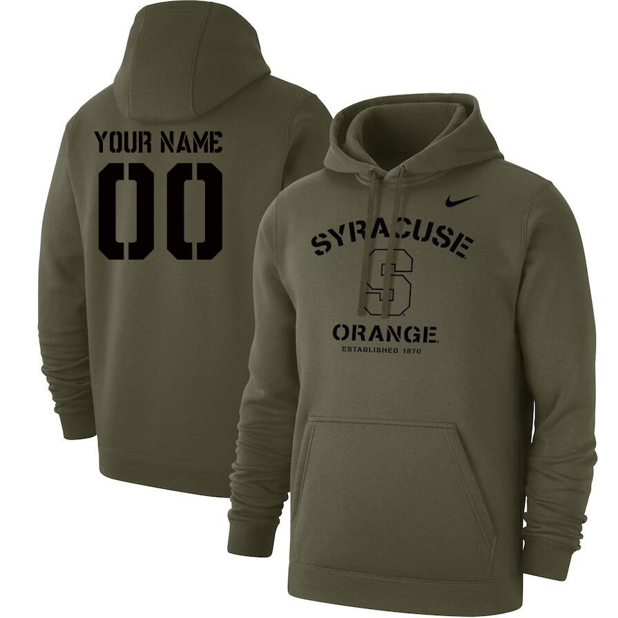 Custom Syracuse Orange Name And Number College Hoodie-Olive - Click Image to Close